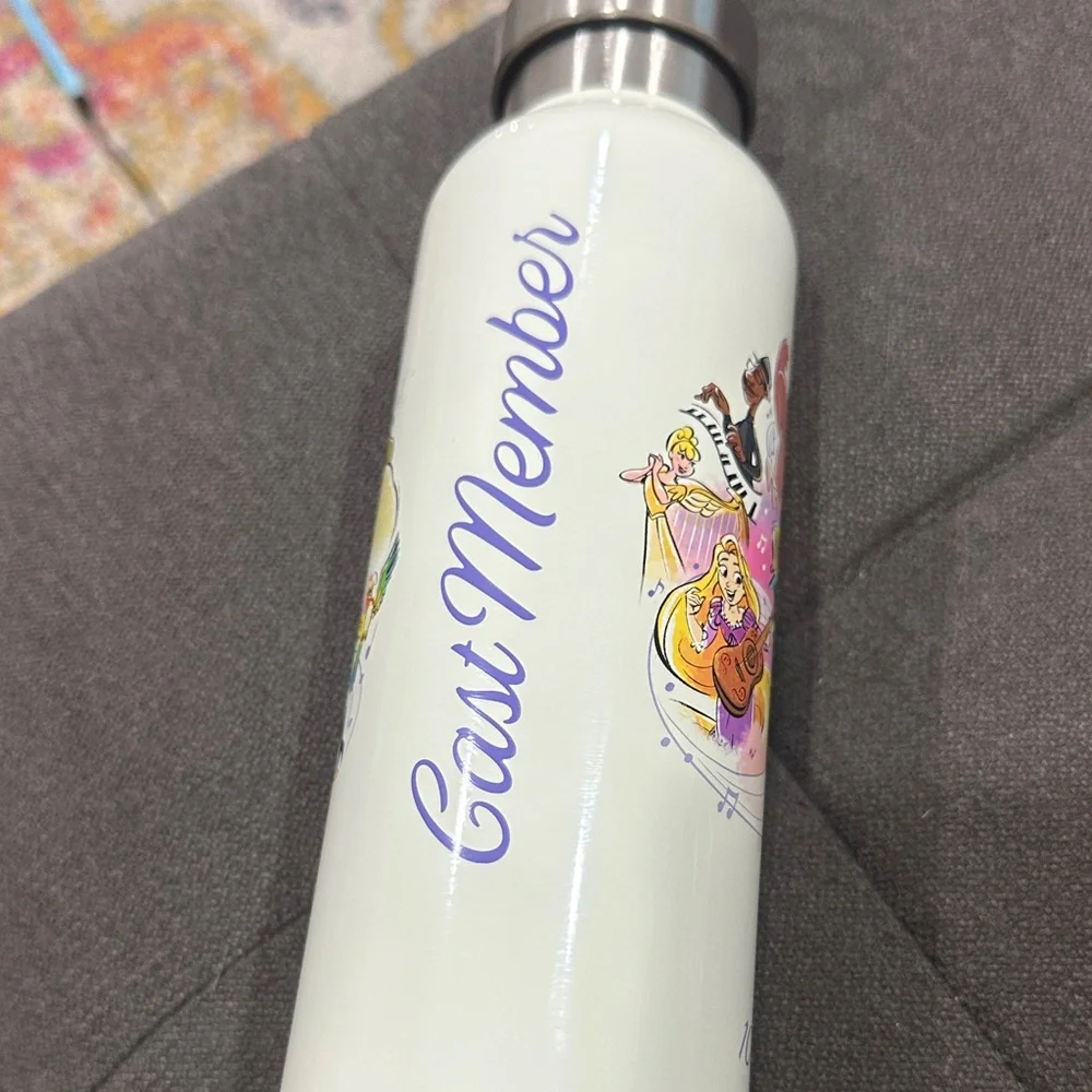 Disney White Water Bottle with Colorful 100 Years of Music Character Art